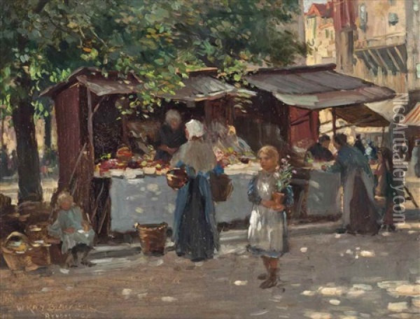 Market Day, Bruges Oil Painting - William Kay Blacklock