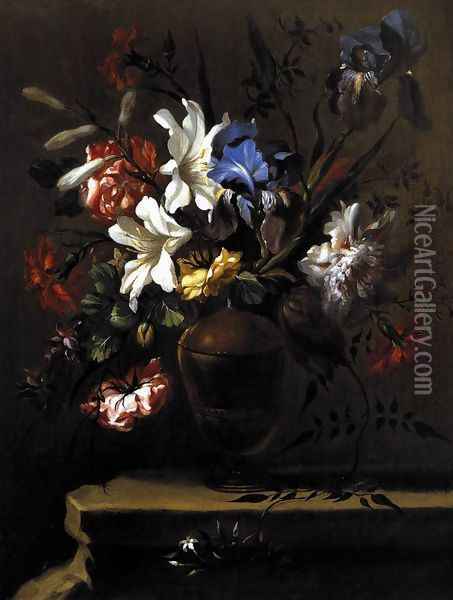 Vase of Flowers (2) c. 1690 Oil Painting - Bartolome Perez