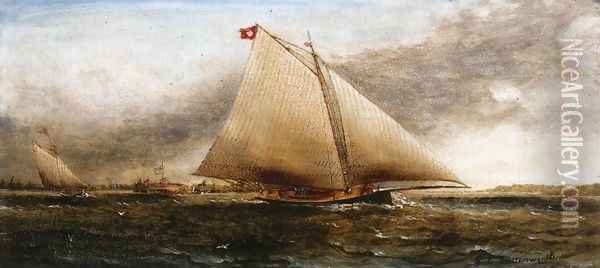 Yacht Race off Castle Garden, New York Oil Painting - James E. Buttersworth