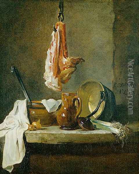 Still Life with a Rib of Beef, 1739 Oil Painting - Jean-Baptiste-Simeon Chardin