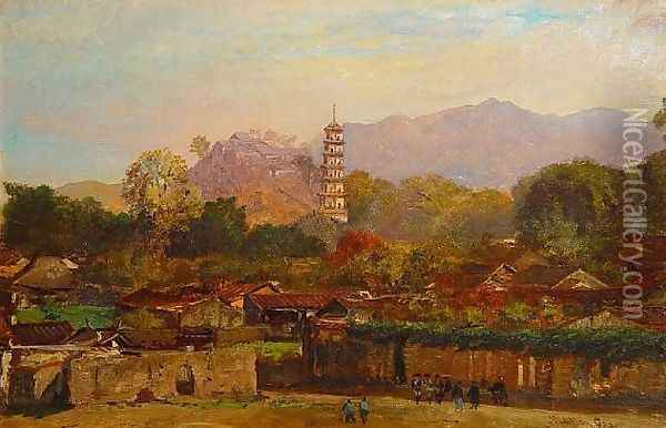 Landscape with Figures, Japan Oil Painting - Winckworth Allan Gay
