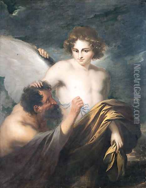 Daedalus attaching wings to Icarus Oil Painting - Sir Anthony Van Dyck