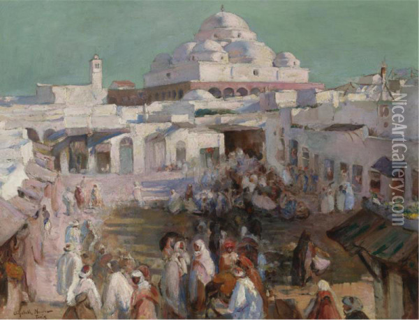 La Mosquee Sidi-m'harez Et La Place Bab-souika, Tunis Oil Painting - Elizabeth Nourse