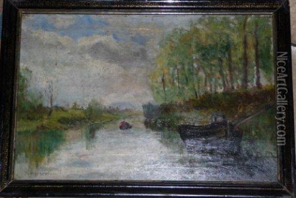  Bord De Riviere  Oil Painting - Jules Jacques Veyrassat