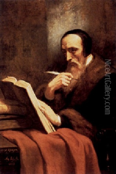 Portrait Of Johannes Calvijn Oil Painting - Ary Scheffer