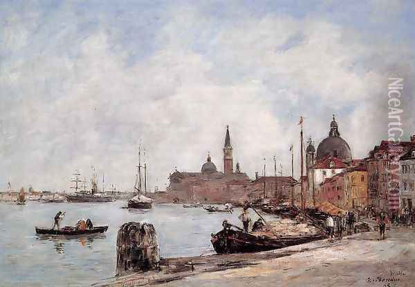 Venice, the Dock of the Guidecca Oil Painting - Eugene Boudin