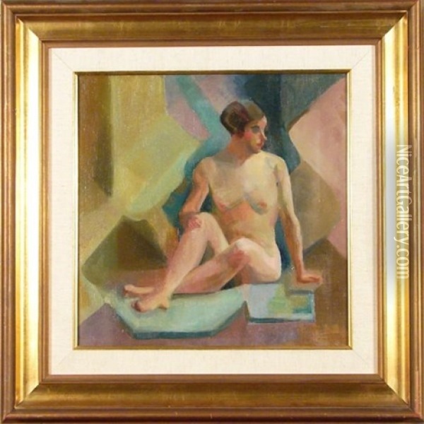 Seated Nude Facing Right Oil Painting - George Benjamin Luks