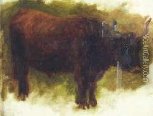 A Rough Cattle Beast Oil Painting - Joseph Farquharson