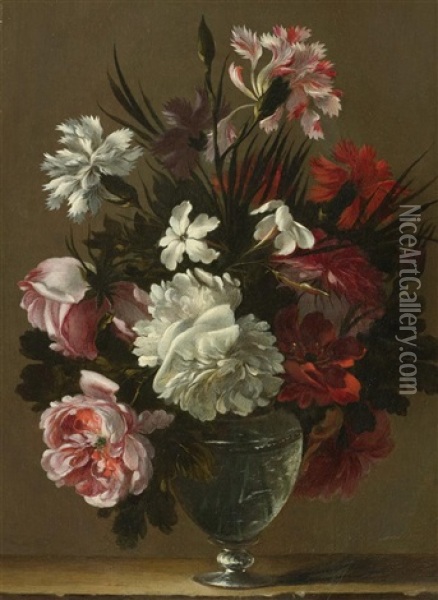 Stillleben Mit Blumen In Einer Vase Oil Painting - Nicolas Baudesson