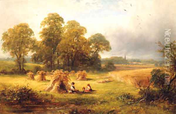 The Golden Harvest, Kirk Ireton, Derbyshire Oil Painting - George Turner