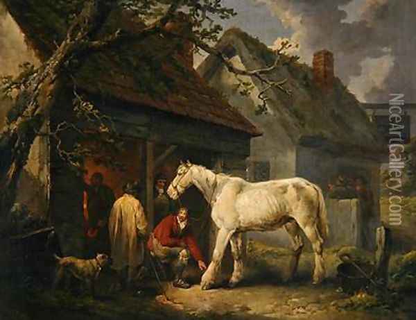 A Farriers Shop or The Farriers Forge 1793 Oil Painting - George Morland