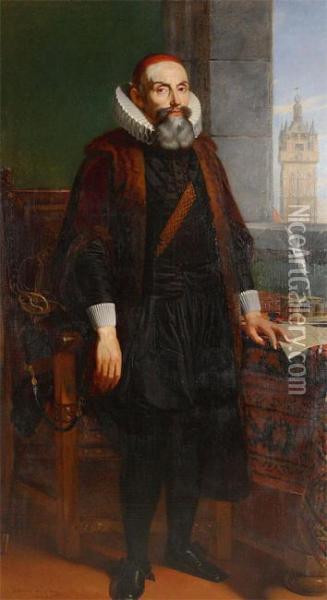 Official Portrait Of Johan Van Havre Oil Painting - Edward Dujardin