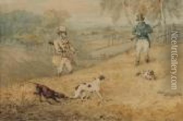 A Day's Shooting (illustrated); A
 Sportsman Returning Home With Theday's Bag; And A Gun With His Pointers
 On A Hill Oil Painting - Henry Thomas Alken