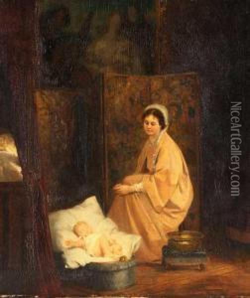 Mutter Mit Schlafendem Kind Oil Painting - Carl Rudolph Sohn