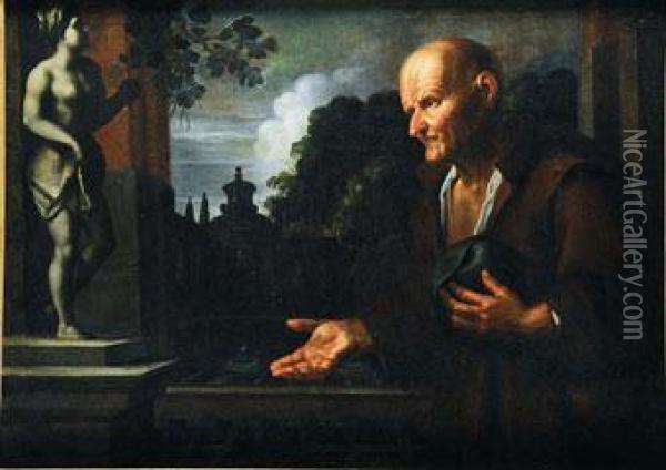 Diogenes Pidiendo Limosna A La Estatua Oil Painting - Miguel March