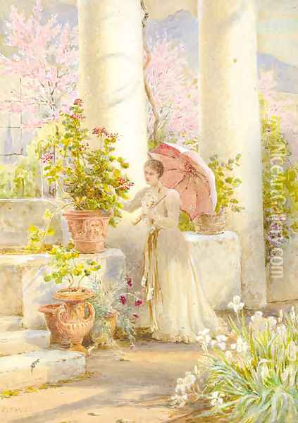 A Spring morning in a garden at Amalfi Oil Painting - Charles Earle