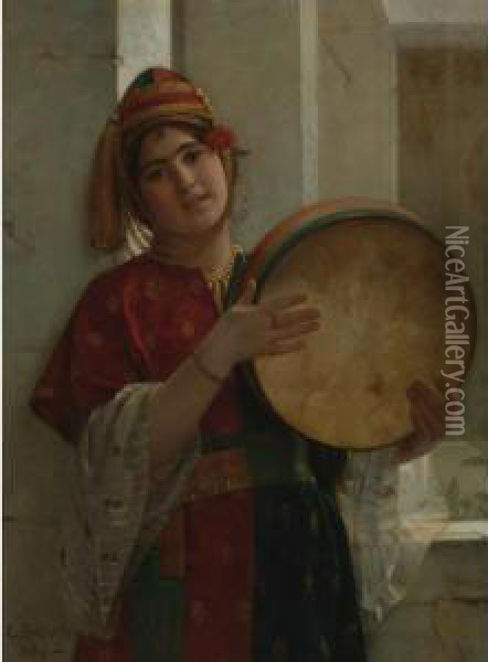 Tambourine Player Oil Painting - Guillaume Charles Le Brun