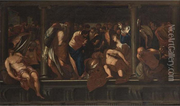 Christ Healing The Crippled Oil Painting - Jacopo Robusti, II Tintoretto