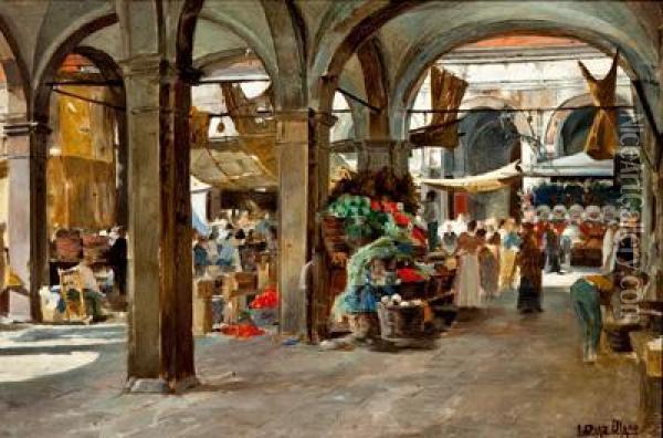 Mercado De Venecia Oil Painting - Ignacio Diaz Olano