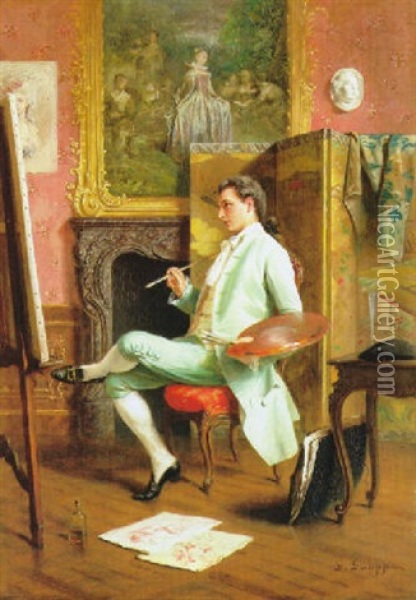 Im Atelier Oil Painting - Gustav Adolf Gaupp