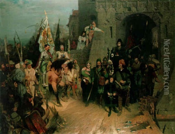 The Surrender Of The City Of Rosenberg In The Hussite War Oil Painting - Wilhelm Beckmann