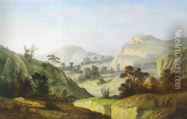 Near Glenbrook In The Blue Mountains, Australia Oil Painting - Nicholas Chevalier