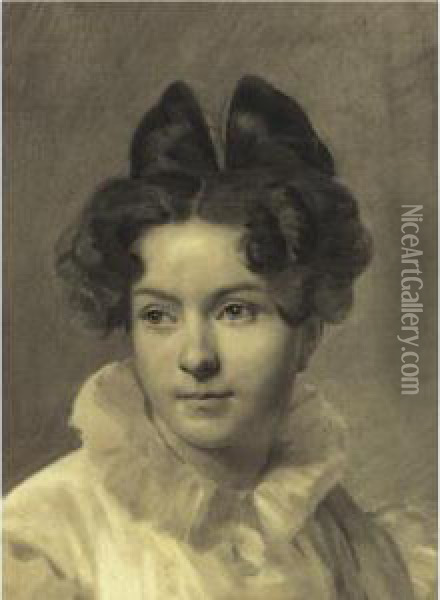 Portrait Of The Artist's Sister, Amelie Cogniet Oil Painting - Leon Cogniet
