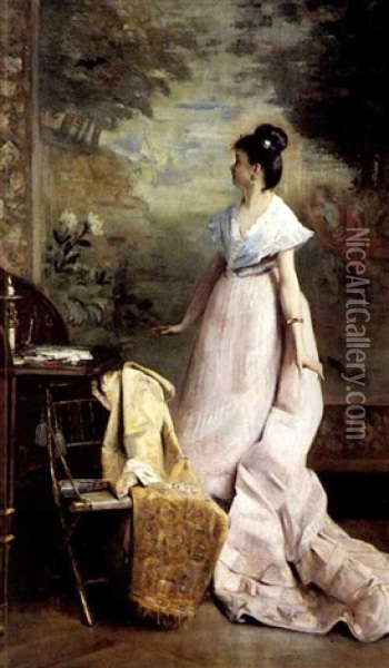 An Unexpected Visitor Oil Painting - Charles Louis Verwee