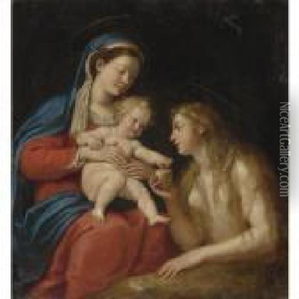Madonna And Child With Mary Magdalene Oil Painting - Francesco Albani
