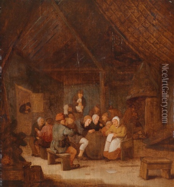 Wirtshausszene Mit Zahlreichen Personen Oil Painting - Bartholomeus Molenaer