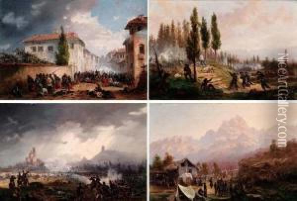Due Episodi risorgimentali Oil Painting - Eugenio Amus