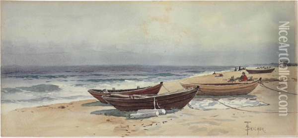Dories Along A Shore Oil Painting - Alfred Thompson Bricher