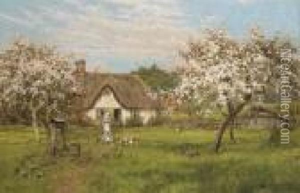In The Orchard Oil Painting - Edward Wilkins Waite