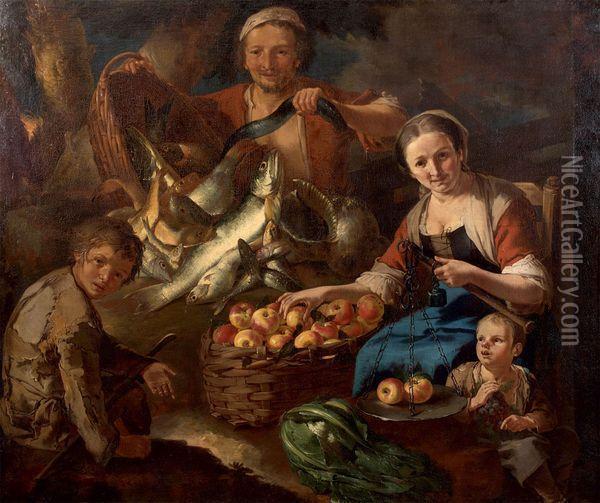 Une Famille De Marchands Oil Painting - Giacomo Francesco Cipper