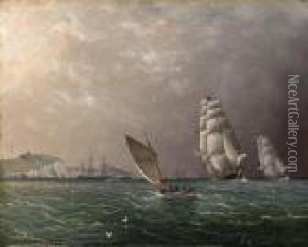 An American Merchantman Signalling For A Pilot In The Channel Off Dover Oil Painting - James E. Buttersworth