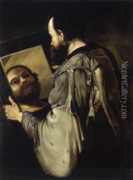Filosofo (socrate?) Allo Specchio Oil Painting - Jusepe de Ribera