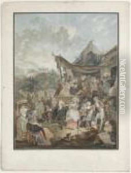 Le Menuet De La Mariee (fenaille 8) Oil Painting - Philibert-Louis Debucourt