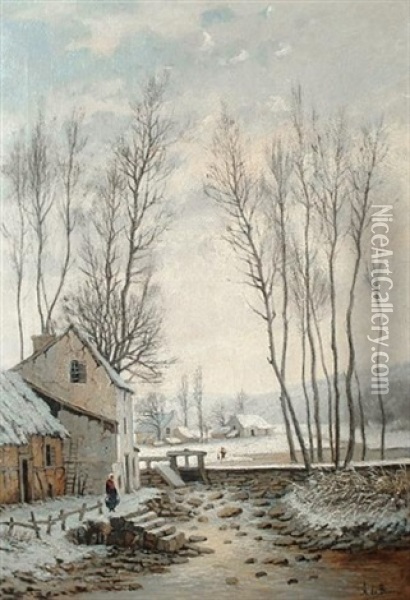 A Winter's Morning Oil Painting - Aristide De Biseau De Hauteville