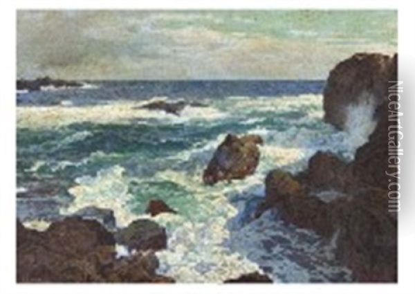 Seascape Oil Painting - Takeshiro Kanokogi