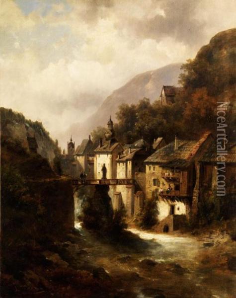 Blick Auf Landeck In Tirol Oil Painting - Josef Thoma