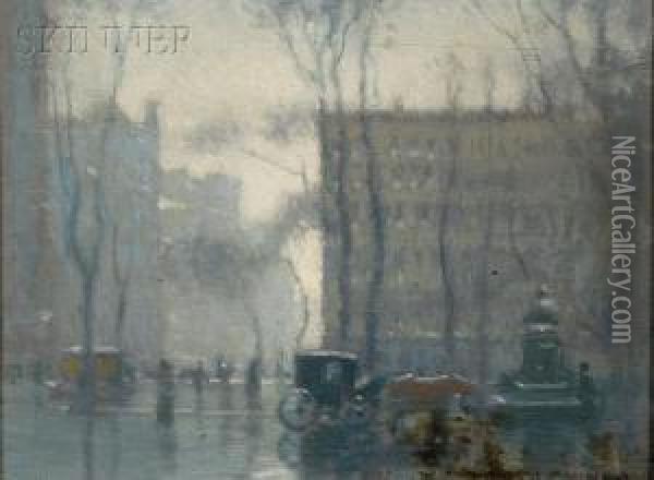 Rainy Day, New York City Oil Painting - Paul Cornoyer