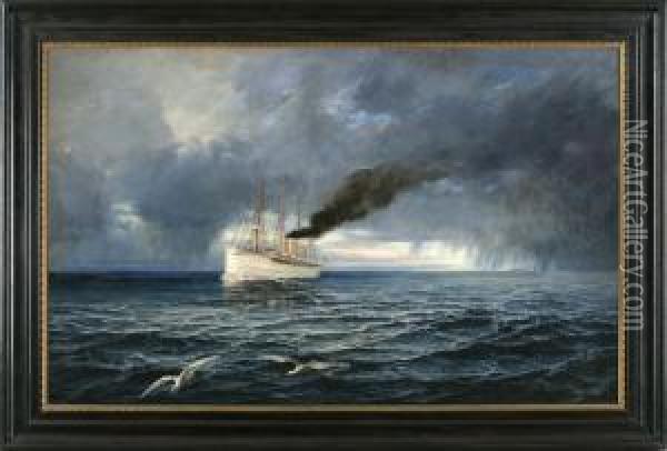 Dampfschiff Kaiser Wilhelm Ii Auf Hoher See Oil Painting - Theodor Ohlsen
