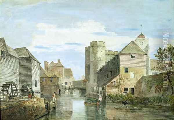The Westgate, Canterbury Oil Painting - Paul Sandby