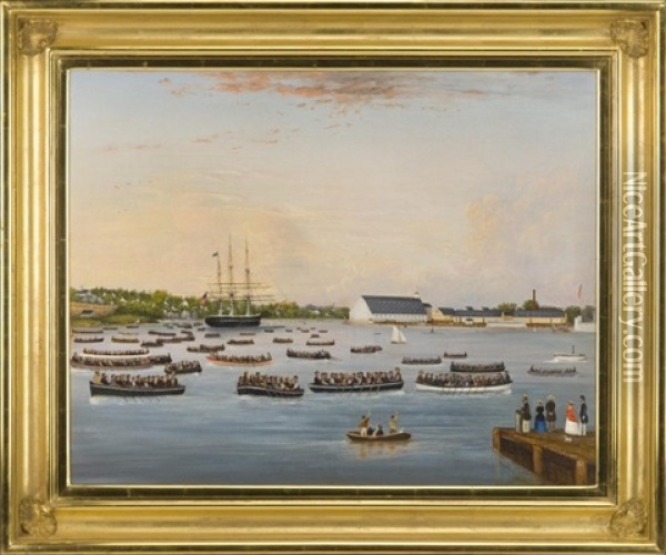Coming From The Navy Yard, Portsmouth Oil Painting - Thomas P. Moses