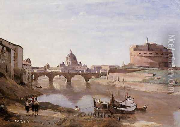 Rome - Castle Sant'Angelo Oil Painting - Jean-Baptiste-Camille Corot