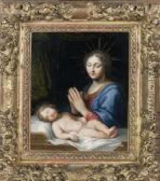 La Vierge En Priere Et L'enfant Endormi Oil Painting - Jacques De Stella