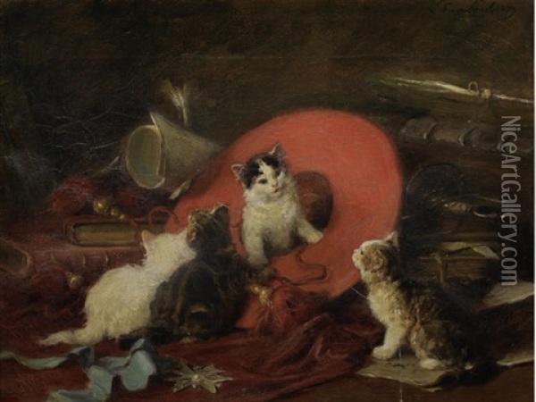 Cavalier Kittens Oil Painting - Louis Eugene Lambert