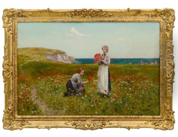 Gathering The Poppies Oil Painting - Henry John Yeend King