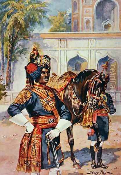 An Indian Imperial Cadet Oil Painting - Henry A. (Harry) Payne