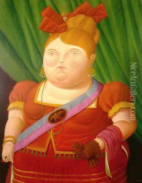 The First Lady La Primera Dama Oil Painting - Fernando Botero